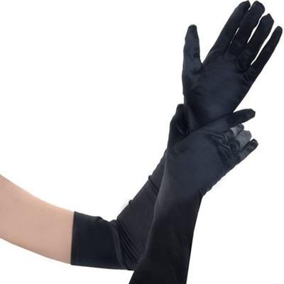 Lange Elleboog Satijnen Handschoenen Elegante Zwart Witte Zijdeachtige Handschoenen Vintage Stijl Feest Gala Bruiloft Decor Mouwen voor Vrouwen