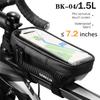 WILD MAN Bike Bag 2L Frame Front Tube Cycling Bag Bicycle Waterproof Phone Case Holder 7.4 Inches Touch Screen Bag