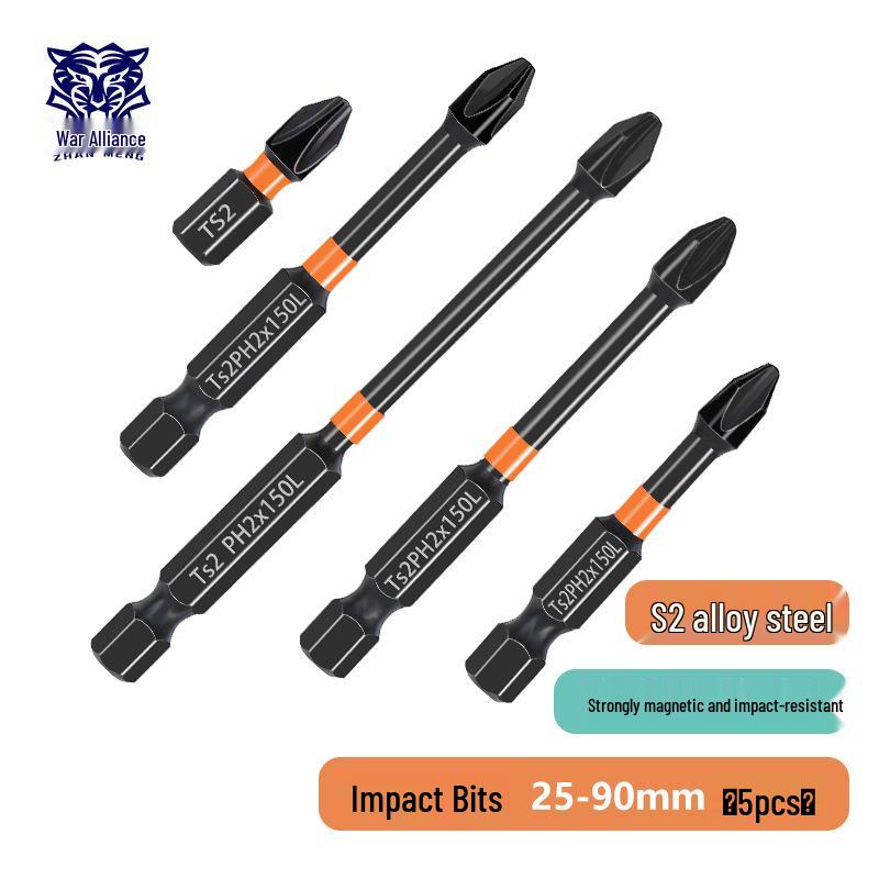 Phillips Magnetic High Hardness Extended Anti-Slip Electric Screwdriver Bit, Hex Shank, Rustproof.
