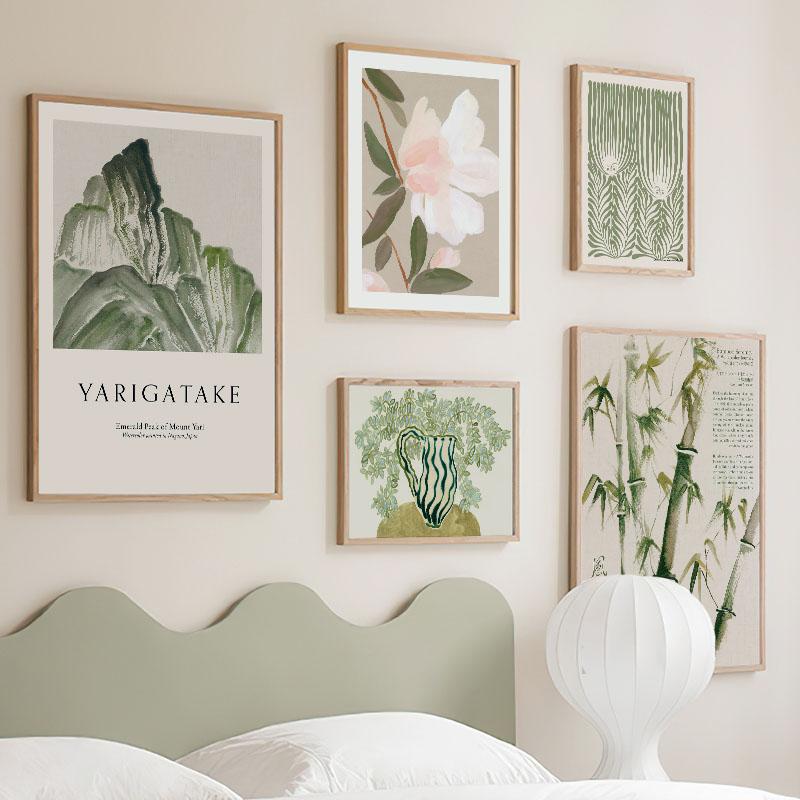 Gestreifte Mädchenvase Blatt Blume Wandkunst Leinwandmalerei Abstrakte Poster und Drucke Hotel Bar Wandbilder für Wohnzimmerdekoration