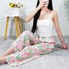 Women's Summer Cotton Silk Nine-Point Wide-Leg Pajama Pants - Plus Size, Loose, Breathable, Cooling, Ideal for Beach and Air Conditioning Comfort