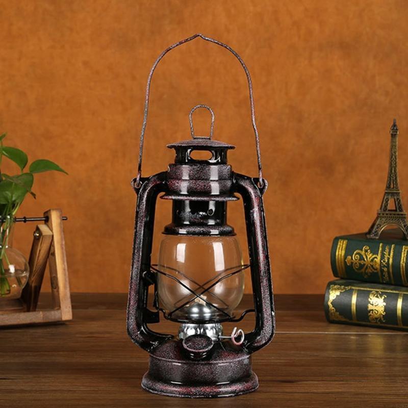 62KD Vintage Metal Oil Lamp Portable Lantern Kerosene Light Outdoor Camping Bar Home Decorations