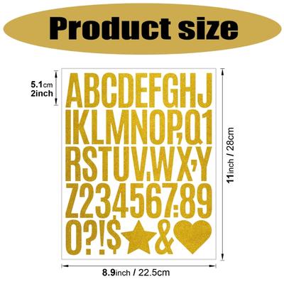 402 ks Zlaté třpytivé samolepky s písmeny a čísly Velké samolepky s písmeny Lepicí samolepky pro scrapbooking, výrobu přání, řemesla