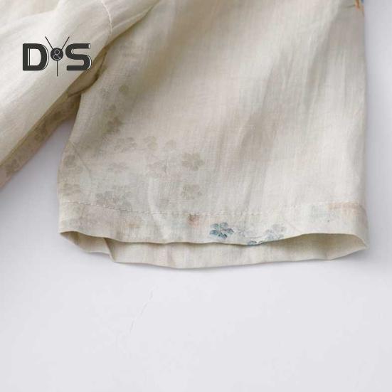 Vestido Midi Cheongsam Qipao Vintage com Estampa Floral para Mulheres Solto Manga Curta Estilo Chinês com Bolsos para Casamento