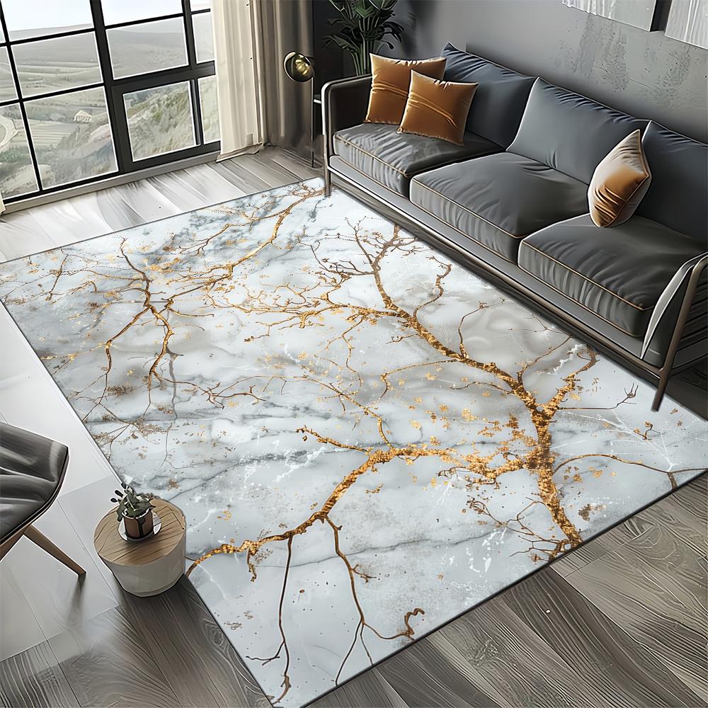 27 Styl Nowa Moda Marmur Czarny Biały Złoty Kamień Dywanik Dywan do Salonu Sypialni Dekoracja Domowa Sofa, Mata Podłogowa Antypoślizgowa
