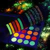24 Color Glow In The Dark Glitter Eyeshadow Palette Neon Eye Shadow Luminous Eye Shadow Palette