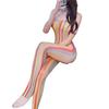 Rainbow Bleeding Bodysuit Women Open Crotch Sexy Lingerie Striped Bodystocking Sex Costume Glossy Jumpsuit Transparent Underwear