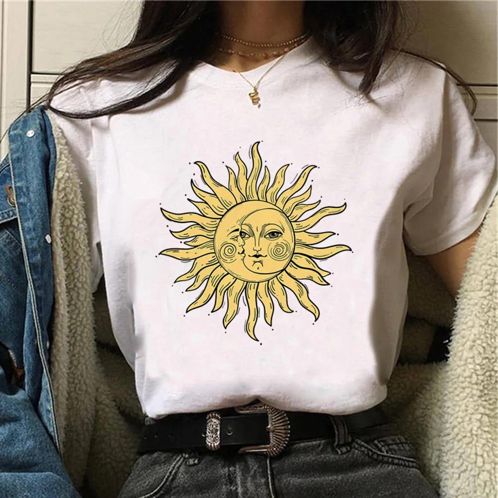 Witch Triple Moon Gothic Sun top women harajuku t-shirts girl graphic harajuku 2000s clothing women's gothic style sleeve shirt
