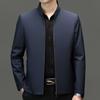 New Mulberry Silk Men's Jacket Spring and Autumn Business Casual Young and Middle-aged Stand Collar Thin Jacket Leader Dad Wear