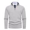 Men's Vertical Rib Knit Half-Zip Stand Collar Woolen Sweater