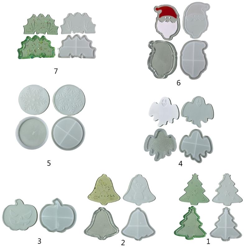 Christmas Theme Quicksand Silicone Molds Epoxy Resin Casting Mold DIY Craft Keychain Pendant Mold Handmade Jewelry Tool