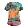 V-Neck Short Sleeve Nursing Scrub Top Women Fashionable Casual Workwear With 3D Print Design Slim Fit 2025 Collection