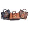 Johnature Borsa versatile in vera pelle da donna, vintage, fatta a mano, in pelle di mucca naturale goffrata, borse a tracolla