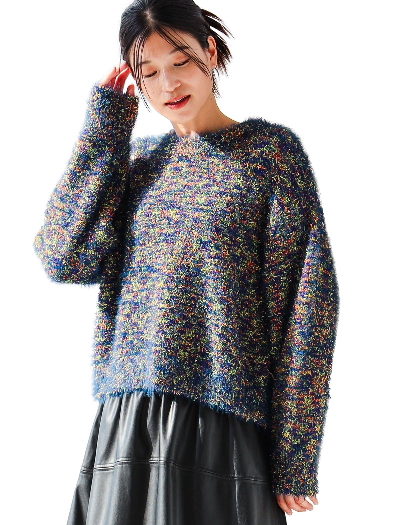 

Life Store by Knit Смешанная вязка ТЕМНО-СИНИЙ ОДИН РАЗМЕР [Beaming Beams] L/S Женская