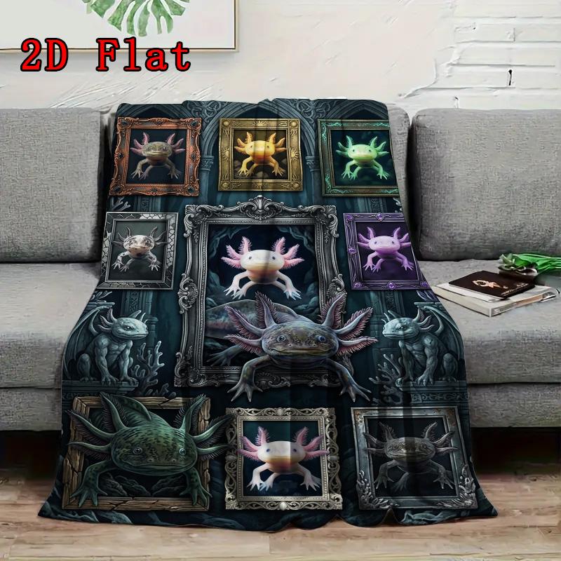 Axolotl Collection 2D Flat Pattern Flannel Blanket, High Quality All Seasons, Home Decor, Warmth and Comfort, Perfect for Christmas Gifts.