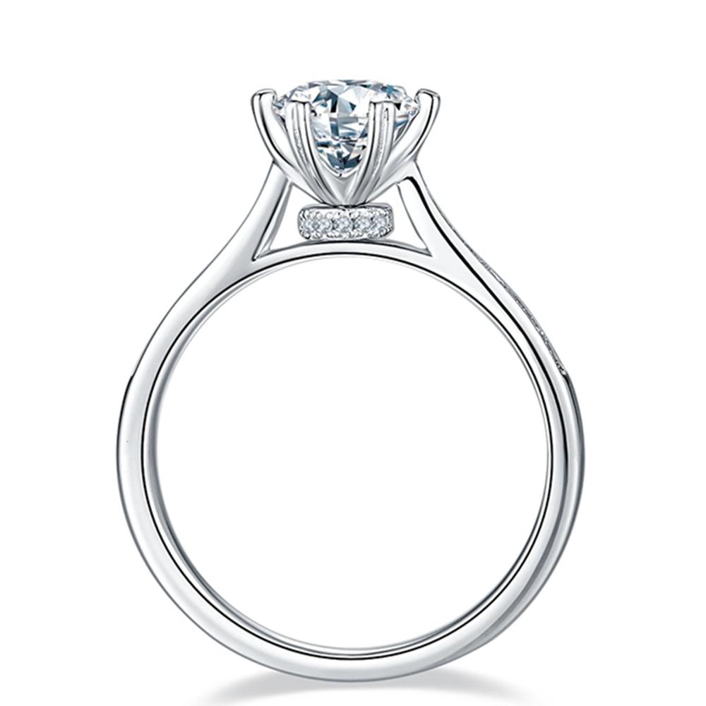 Mode 6,5 MM Moissanit Bunter Diamant 18 Karat Gold Ring für Frauen Hochzeit Verlobungsgeschenk 925 Sterling Silber Schmuck