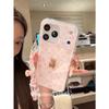 Ins Korean Pink Floral Bear Is Suitable for Apple 17promax Mobile Phone Case Anti-drop Women's New 16 Women's Models.