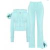 Set con felpa casual color block e pantaloni in maglia da donna Street Style 2025 per Primavera e Autunno