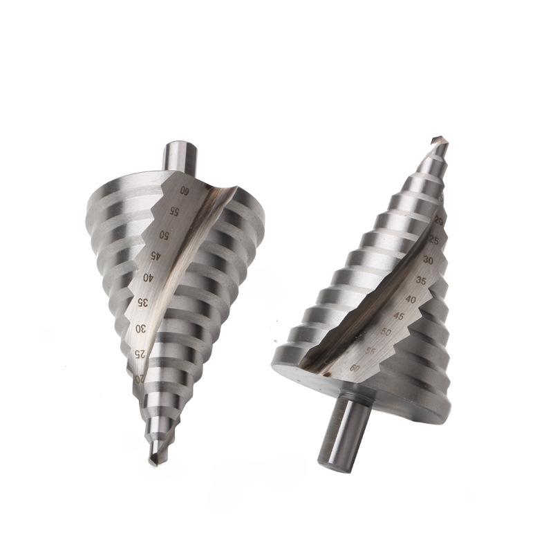 DIY Spiral Groove Step Drill with 6-60MM Pagoda Design and 4241 Triangular Handle for Hole Expansion