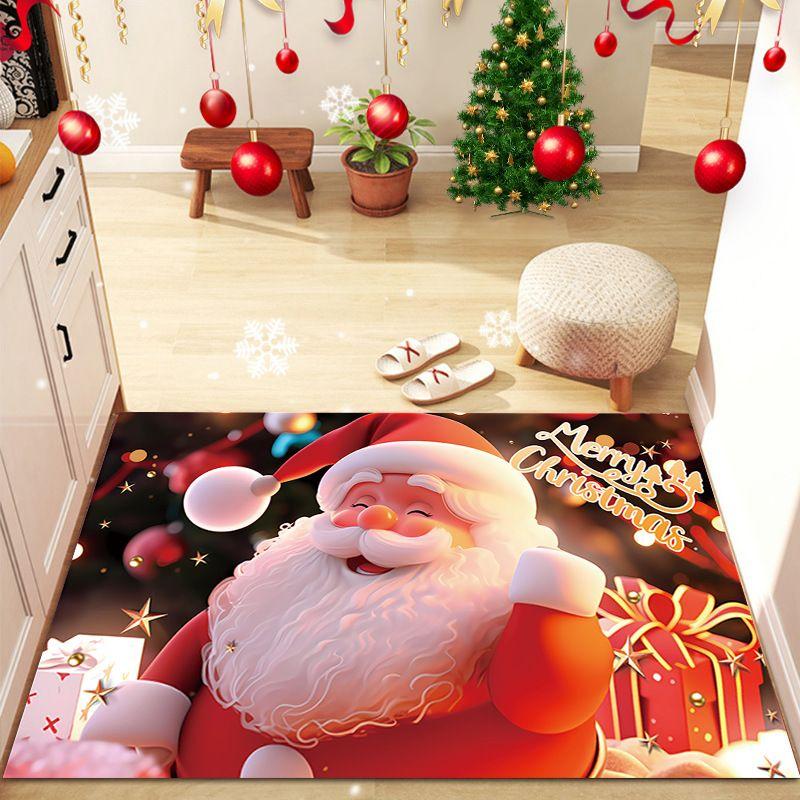 Cross-border Cartoon Christmas Decorative Carpets Christmas Holiday Printed Door Mats Water-absorbing Non-slip Door Mats