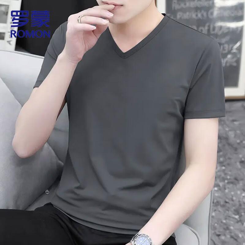 ROMON Men's V-Neck Ice Silk Quick-Dry Antibacterial T-Shirt