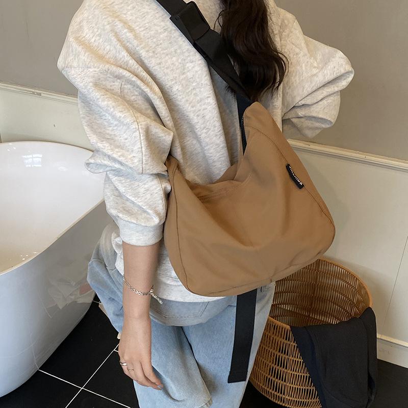 New Original Simple Versatile Canvas Bag Women's Large Capacity Crossbody Shoulder Bag College Student Class Commuter Bag