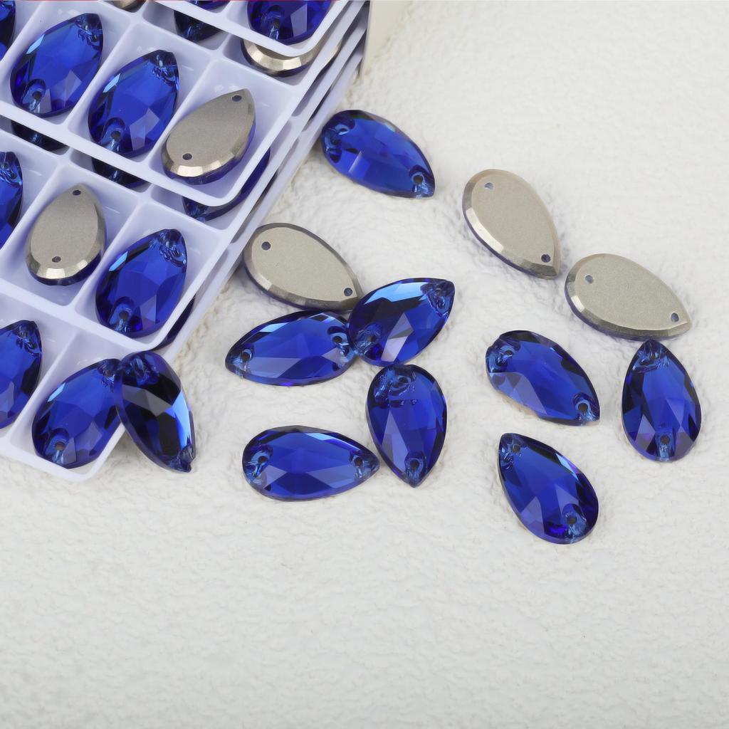 K9 Měkké Sklo Slza Dvouotvorové Drahokamy Vrtané pro DIY - Nepravidelné Barevné AB Diamanty