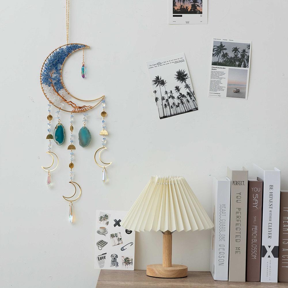 Natural Agate Crystal Crushed Stone Dream Catcher Tree of Life Wind Chime Pendant Home Decoration