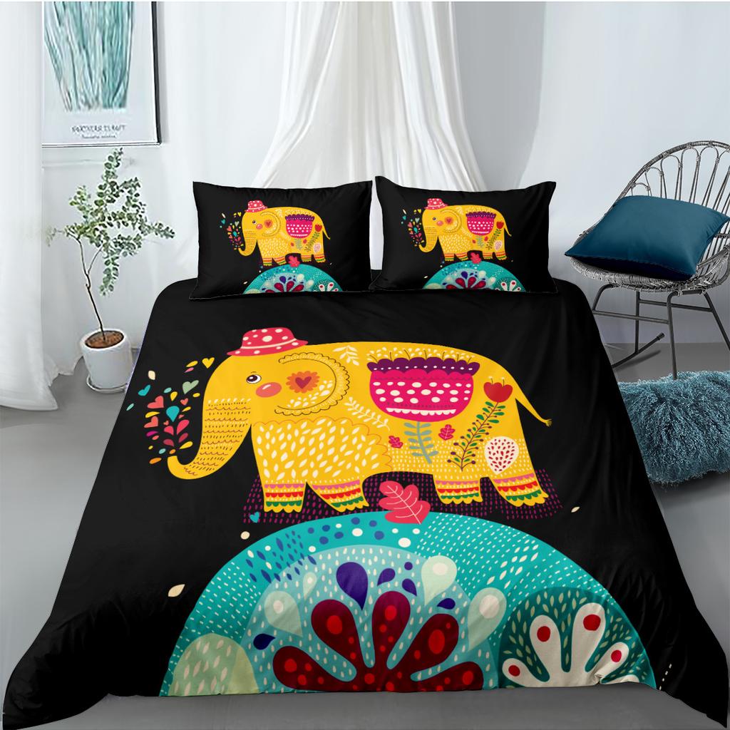 Elephant Duvet Cover King Queen Size Creative Animal Pattern Bedding Set For Kids Teens Adult Lovely Wildlife 2/3pcs Quilt Cover