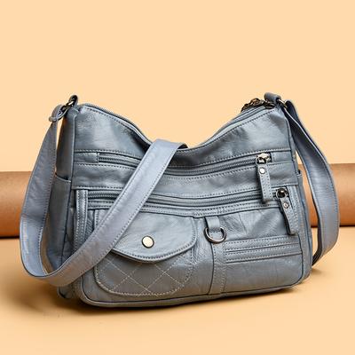 Multi-Compartment Shoulder Bag Middle-Aged Crossbody Bag Women's Bag Soft Leather Mother's Bag