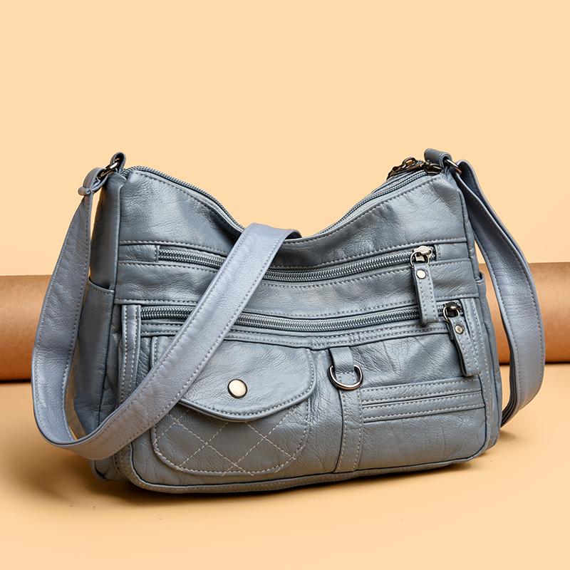 

Multi-Compartment Shoulder Bag Middle-Aged Crossbody Bag Women s Bag Soft Leather Mother s Bag синій