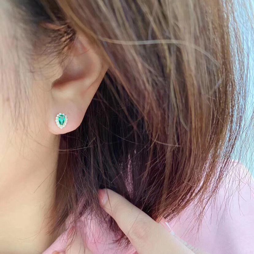 BELLA BOX Boucles d'oreilles Vintage pour femmes, bijoux fins avec goutte d'eau, Zircon vert, cadeau