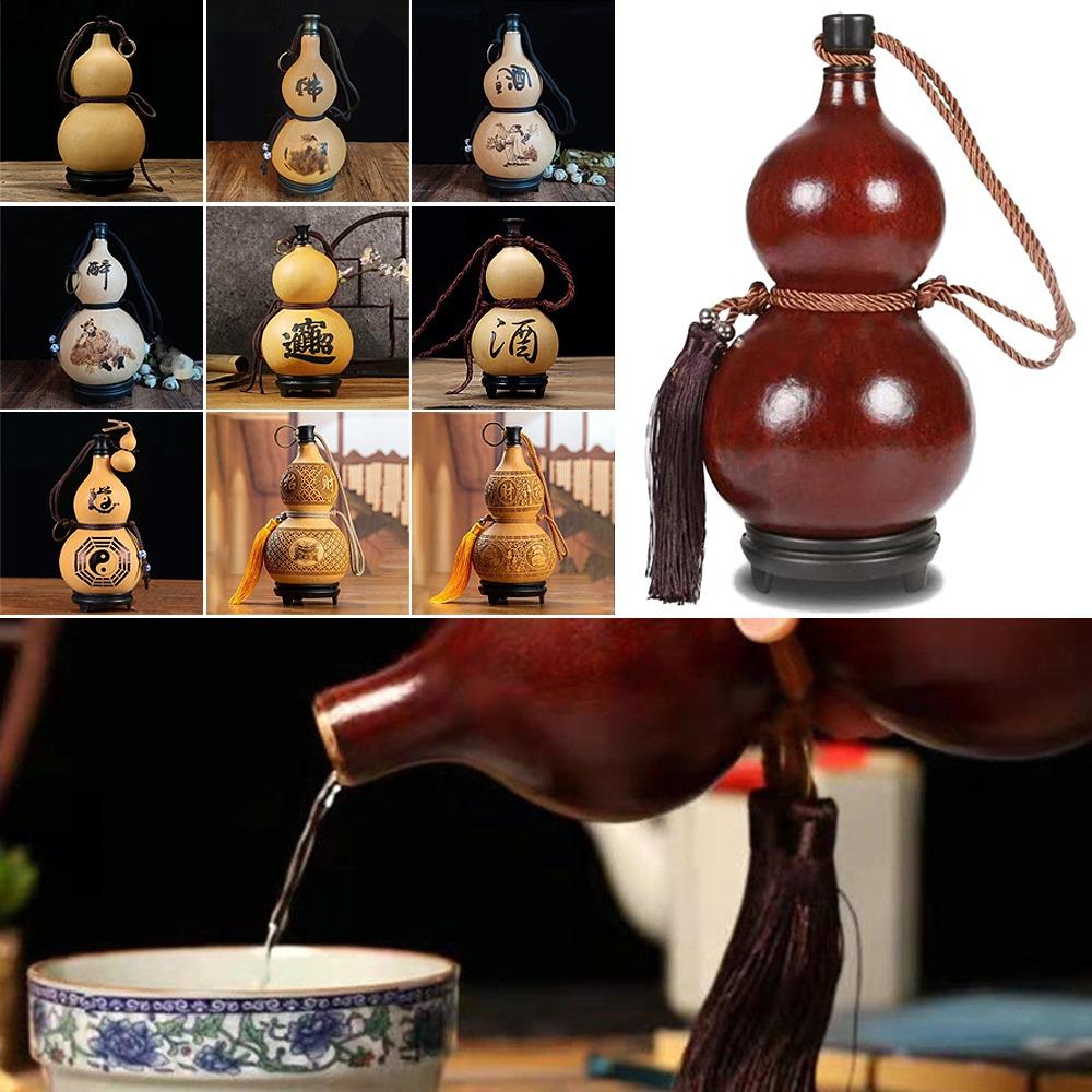 Vannflaske for kalebass med stor kapasitet Kinesisk retro kalebass drikkebeholder Sykkelkoker Gaver for menn