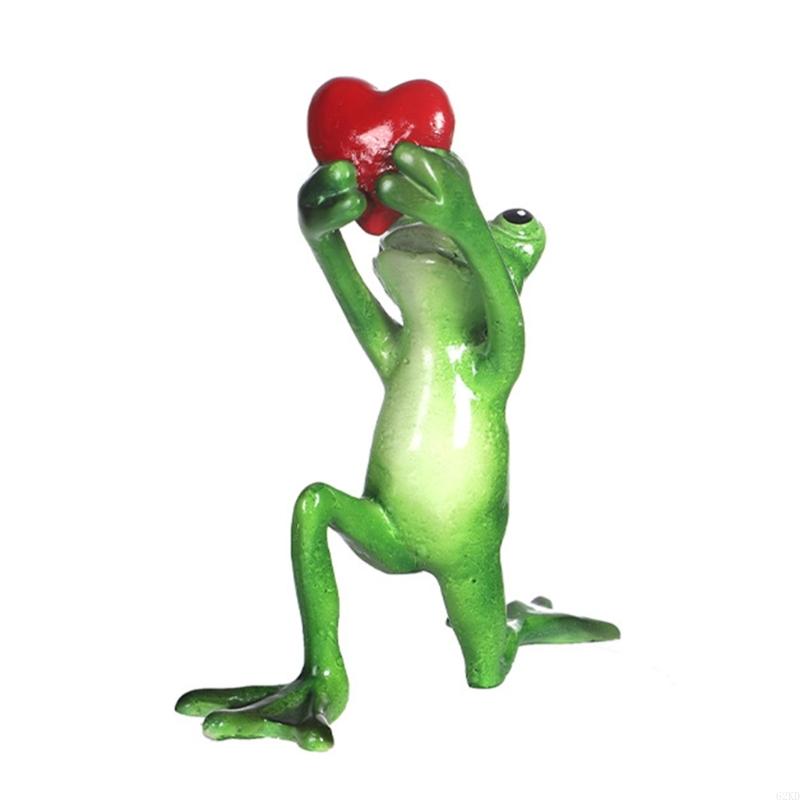 62KD Garden Frogs Figurines Decoration Funny Resins Frogs Sculpture Statue for Home Office