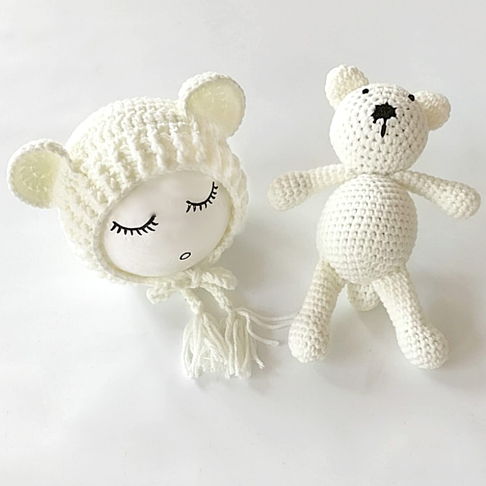 

Baby Newborn Newborn Newborn Photo Sleeping Art Costume Photoshoot Knit Hat Stuffed Animal Kigurumi Baby Shower First Grandchild Set [TradeWind] білий
