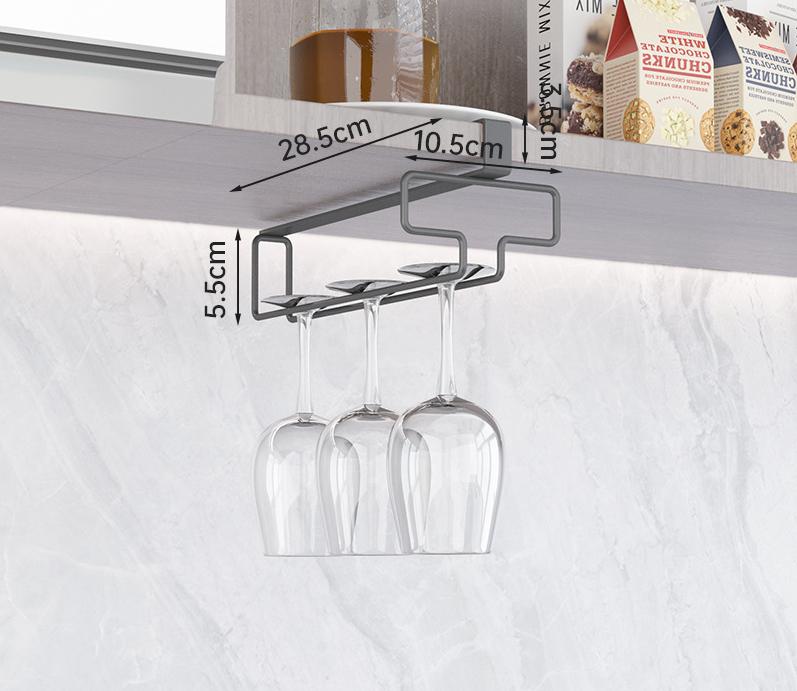 Hängendes Regal für Stielgläser zur Unterschrankmontage Barhänger Glas Kelch Eisenregal Barwerkzeug Eisen Weinregal Glashalter