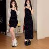Small suspender floral dress children's summer new coffee break French seaside vacation temperament long dress