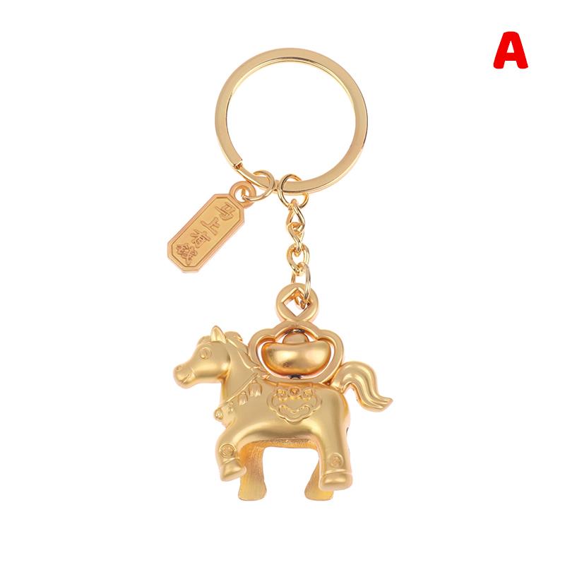 2026 Year Of Chinese Zodiac Horse Lucky Pendant Keychain Zinc Alloy Feng Shui Wealth Key Ring Women Men Bag Pendant