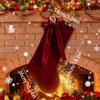 20 Inch  Christmas Stocking with Large Decorative Bow Luxury  Stocking for Firepitscreen Mantel, Elegant Holiday Decor