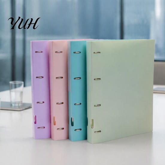 Smooth Page Turning Binder 4-Hole Document Folder/A4 File Bag, Durable PP Portable Storage Notebook Production Folder Folder, Macaron Colors