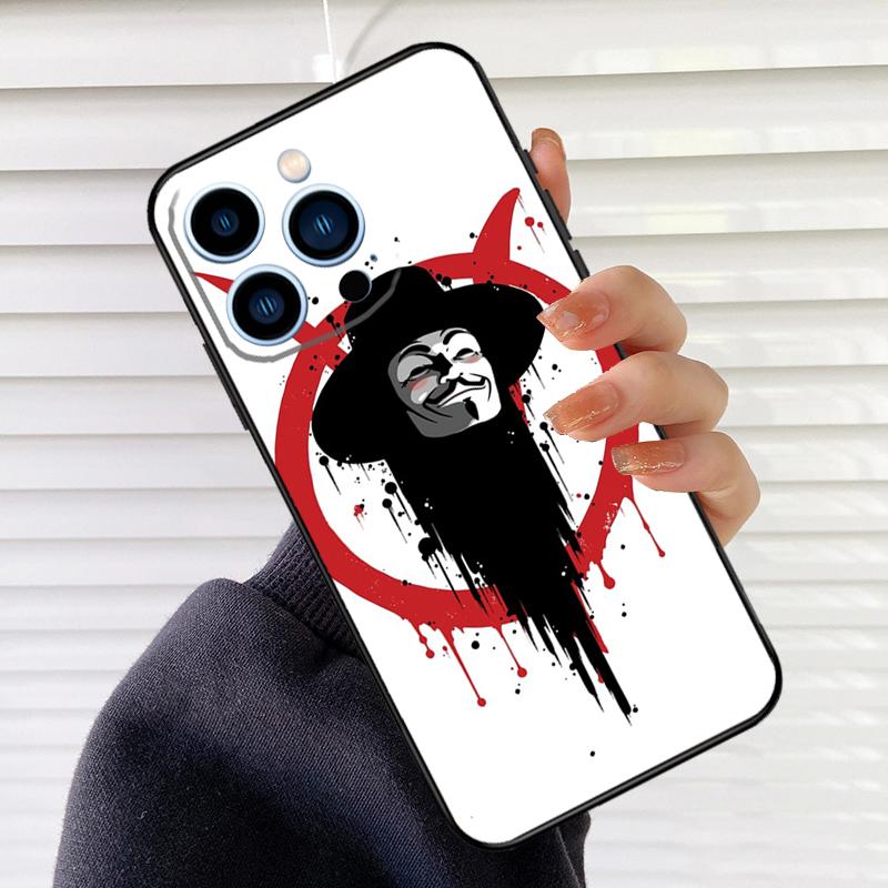 V for Vendetta Case For iPhone 16 15 13 14 Pro Max 12 Mini 11 14 Pro Max X XS XR Plus Soft Cover Coque