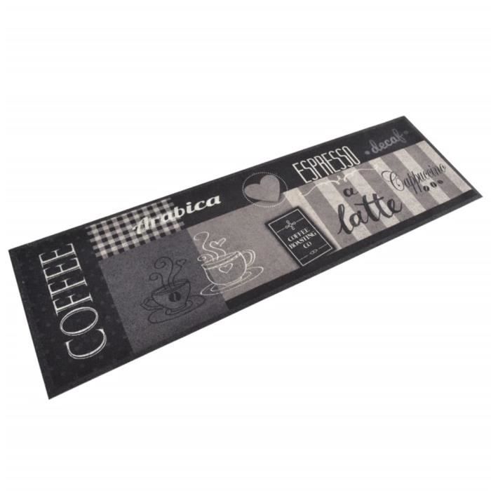 VidaXL Washable Kitchen Rug Black Coffee Print 45x150 Cm Velvet 136555
