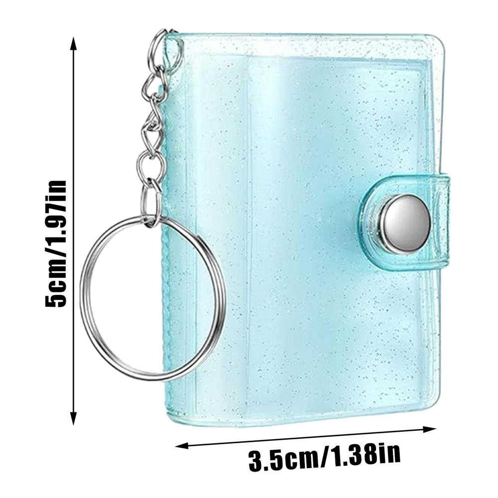Mini Photo Album Keychain 5x3.5cm 2 Inch Photo Album Transparent Album Binder With 24 Pockets For Kids Wallet Backpack