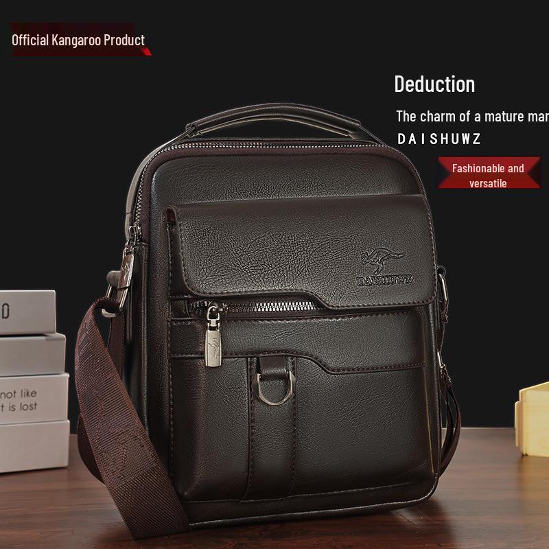 

Сумка мужская через плечо из натуральной кожи Kangaroo Prince - Вертикальная деловая сумка-тоут из коровьей кожи коричневый