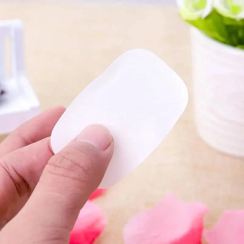 50Pcs Portable Hand Wash Soap Paper Scented Foaming Tablets - Bathroom & Outdoor Camping Travel Clean Soap Slices Box