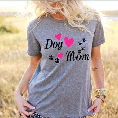 Hund Mama Pfote Druck Sommer Frauen Baumwolle Kurzarm T-shirt Mama T Tops