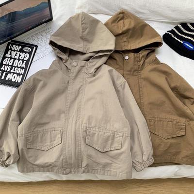 Vår och Höst Pojk Huvtröja Barn Casual Trench Ytterkläder Babyjackor Barn Vindjacka 2-8Å