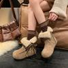 Women's Large Size Soft Sole Winter Warm Fur One Anti-slip Snow Boots Padded Lined Ankle Boots Outdoor Sports Cotton Boots