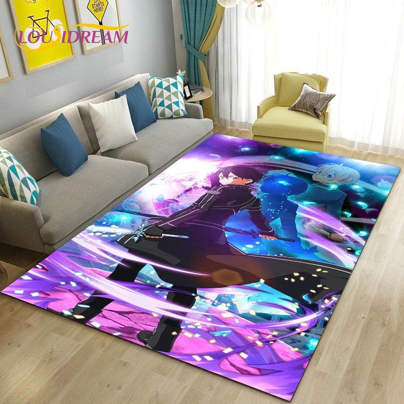 SAO Sword Art Online Anime Area Rug Large,Carpet Rug for Living Room Bedroom Sofa Doormat Decoration, Non-slip Floor Mat Cover