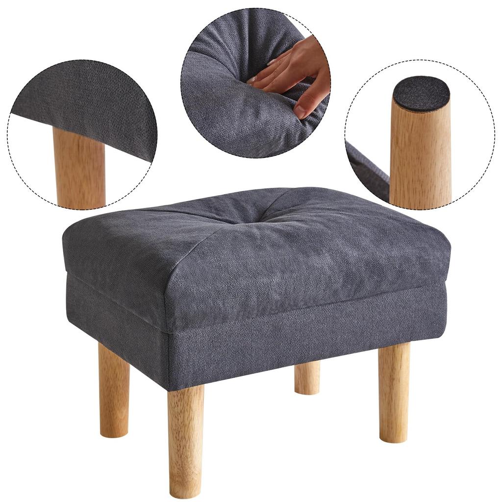 YMYNY Small Sponge Padded Wooden Shoe Living Dark JPHBD023BG Ottoman, Footstool, Ottoman, Chair, Seat, Footrest, Stool, Room, Bedroom, Entryway,
